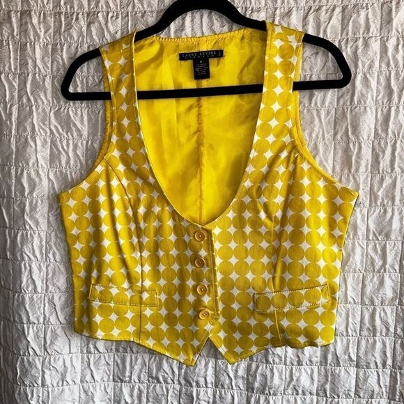 LARRY Levine yellow polka dot vest sz M - Picture 1 of 5
